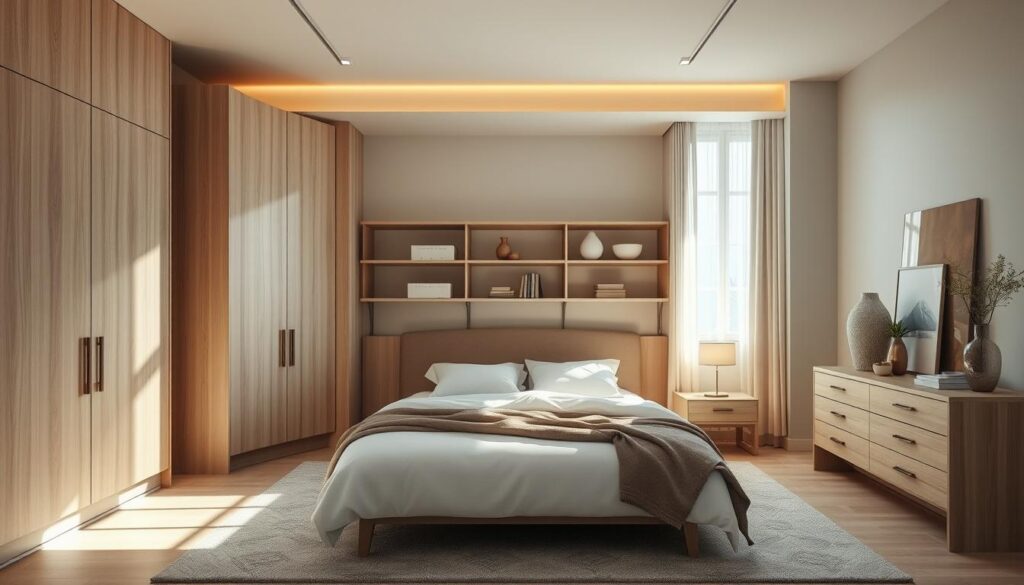 minimalist bedroom storage