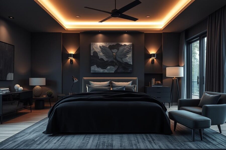 modern moody bedroom