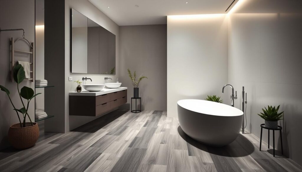 Modern Bathroom with Luxury Vinyl Flooring