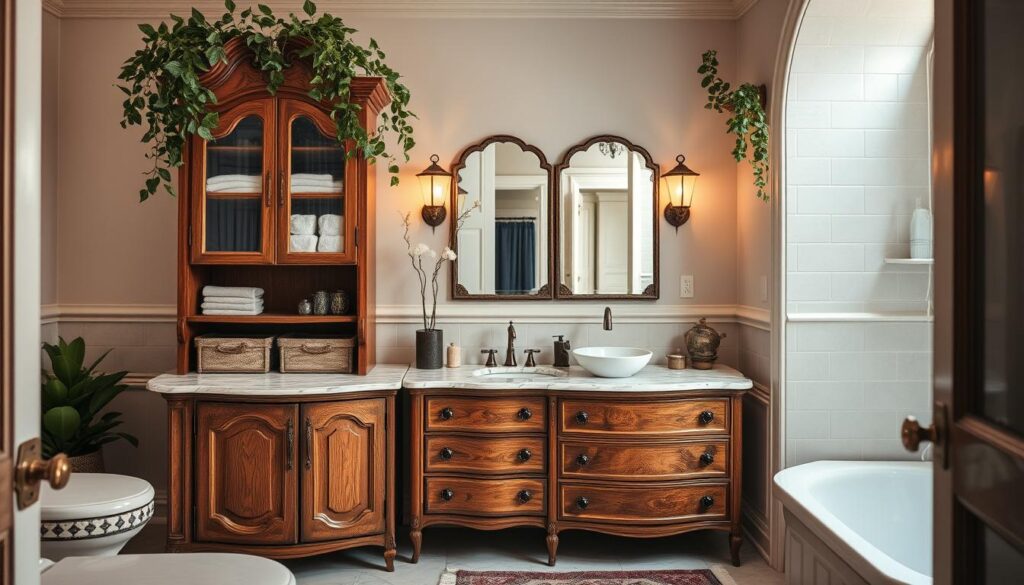 Repurposing furniture for luxury bathroom storage