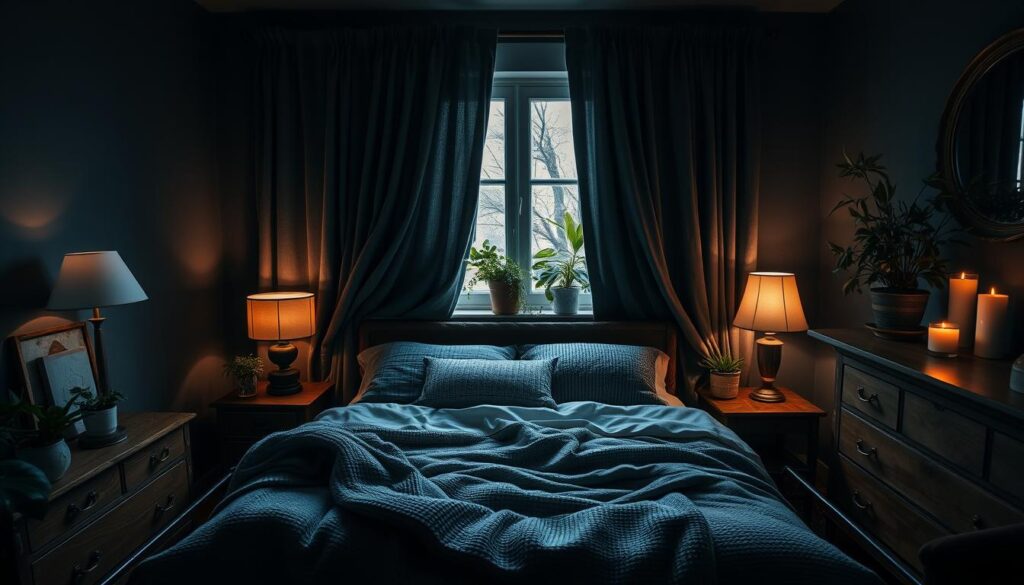 cozy moody bedroom