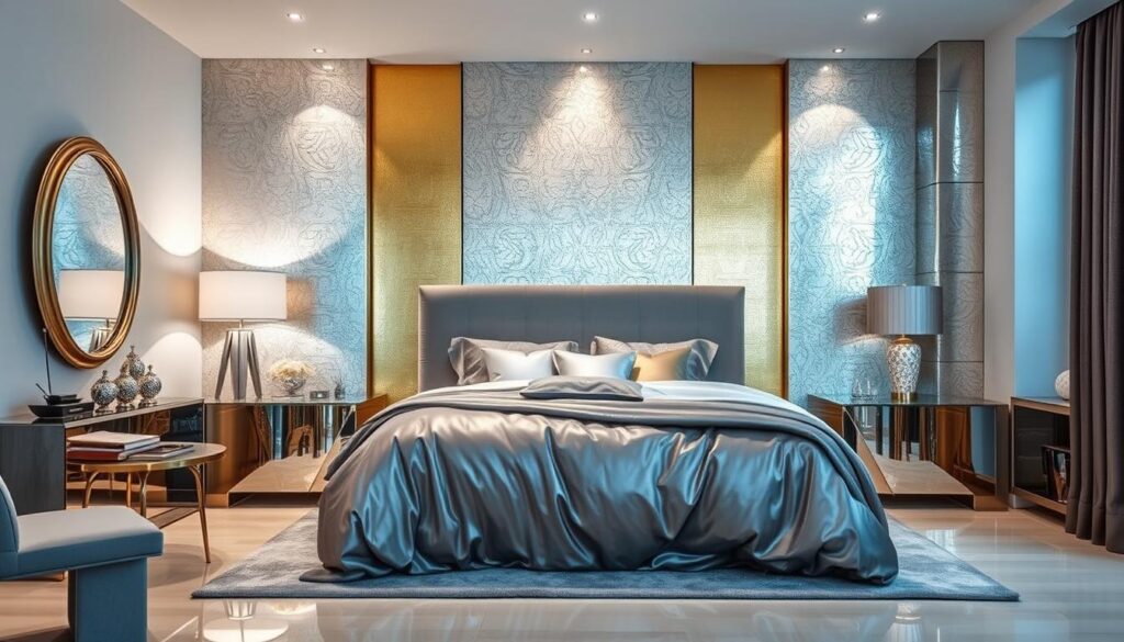 metallic bedroom decor